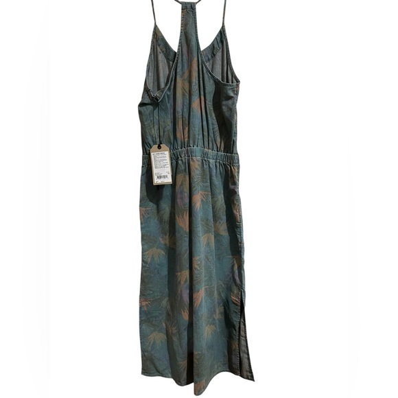 NWT Prana Blue Washed Leaves Denim Chambray Sky Haven Dress Spaghetti Straps - Picture 10 of 11